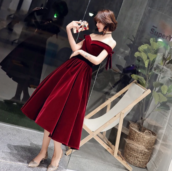 Classy burgundy outlet dress