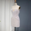 SS246 Full Pearls beaded strapless Short Wedding dress
