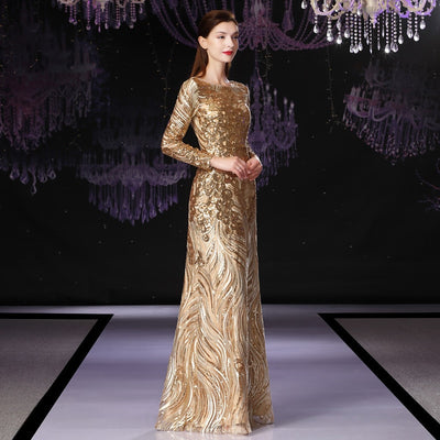 PP597 Gold sequin Formal gowns