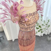 LG637 Pageant gown Luxury Feathers Tassel Lilac
