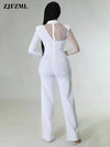JR181 Polka Dot Mesh sleeve Prom Jumpsuits (white/black)