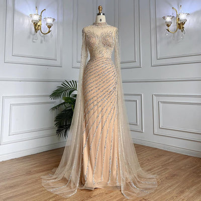 LG629 Luxurious cape sleeve Pageant gowns (4 Colors )