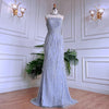 LG627 Luxurious Sparkle Strapless Puff Sleeves Beaded Evening Gowns