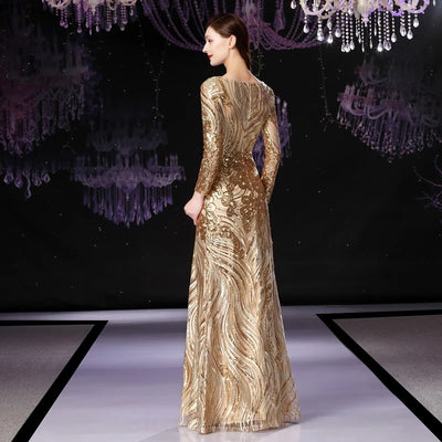 PP597 Gold sequin Formal gowns