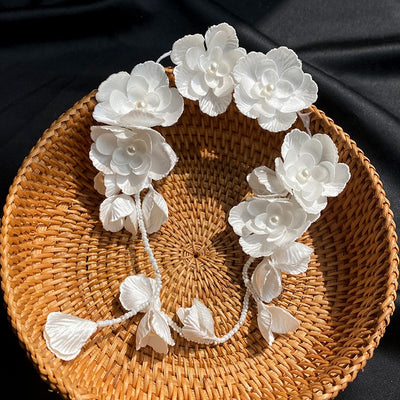 BJ552 Beautiful Flower fabric long Bridal hair Accessories