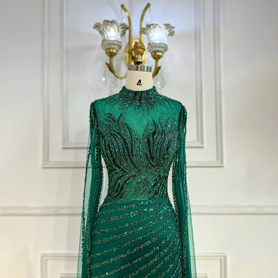 LG629 Luxurious cape sleeve Pageant gowns (4 Colors )