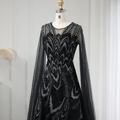 LG656 Luxury Evening Gown with Cape Sleeves (3 colors )
