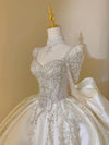 CW954  Ivory satin sequin wedding dress