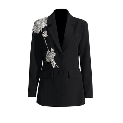 TJ184 Korean beaded Black Blazers