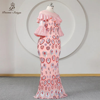 MX634 Plus size sequin Prom dresses ( 3 colors )