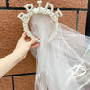 BV201 Bride to be Pearl tiara with veil for Hen night Party