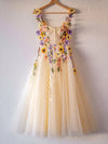 BH443: 3D Flower Tulle Tea Length Bridesmaid dress
