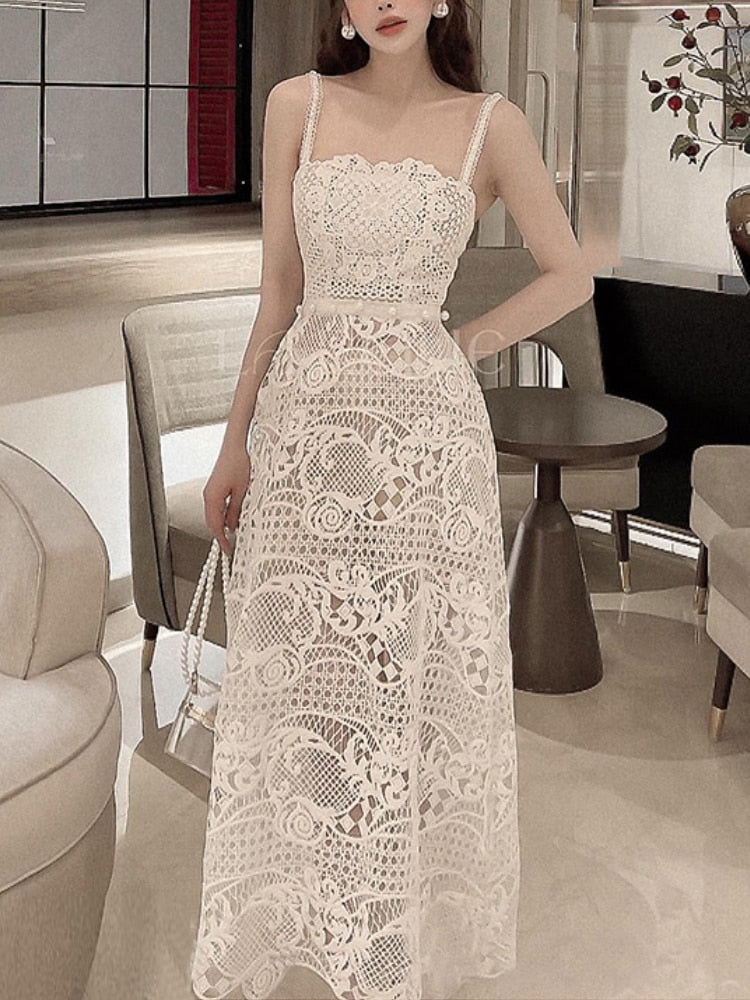 Lace midi dress hot sale spaghetti strap