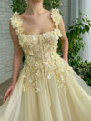 CG409 Bridal dress 3D flower Spaghetti Strap