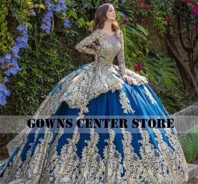 CG397 Sparkly Long Sleeve Quinceanera Dresses (Custom colors )