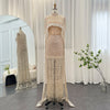 LG631 Luxury Champagne pearls beaded Evening Gowns with Cape