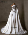CW957 Wedding dress satin One shoulder beaded