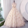 CG412 Simple Ball gowns Floral Embroidery ( 3colors )