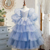 FG627 Sequined Pearl Tulle Layered Dress for Girls ( 2 colors )