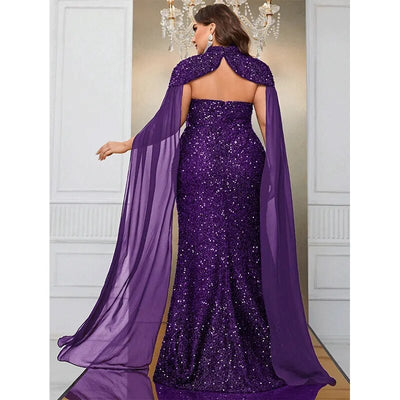 MX635 : 2pcs/set Plus Size sequin Evening dresses (3 colors )