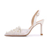 BS306 Pearl Lace Wedding Heels (White/Black)