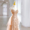 PP641 Champagne sequin Prom dress with mesh tail