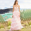 PP642 Prom Dress A-Line Applique Sequin Tiered