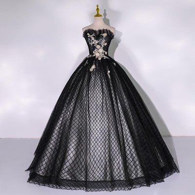 CG385  Vintage Black Quinceanera Dress