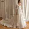 CW965 Square Collar Wedding Dresses with removable sleeves