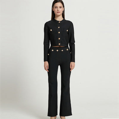 TP91 : 2pcs/set button Black Jacket+Pants