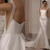 Middle grade minimalist mermaid wedding dress with removable train