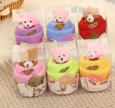 DIY487 : 10Sets/lot Wedding Gifts Bear cupcake face towel