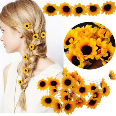 BJ66 : 10Pcs/lot Sunflower Bridal Hair Pin
