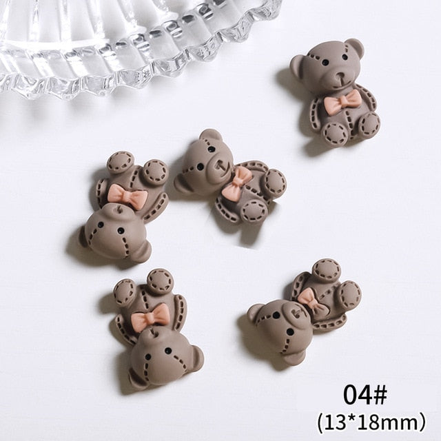 10pcs 3d cute bear nail charms