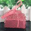 DIY350:10pcs/lot RosLaser Cut Hollow Candy Boxes With Ribbon (10 Colors)