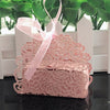DIY350:10pcs/lot RosLaser Cut Hollow Candy Boxes With Ribbon (10 Colors)