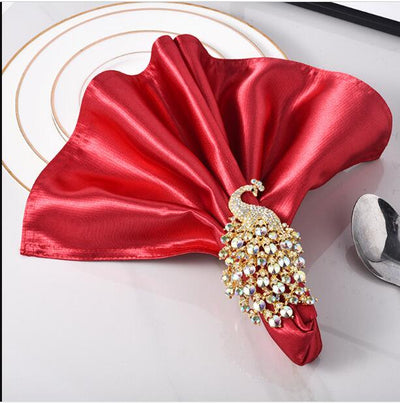 DIY333 : 10pcs/lot Luxury diamond peacock napkin rings