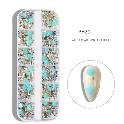 BC69 :12Grids/box Mixed Size 3D Resin Nail art decoration