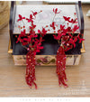 BJ147: 2PCS Red flower tassel Bridal hair ornament