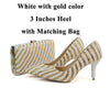 BS140 Handmade White & Gold Bridal Shoes with Matching Purse