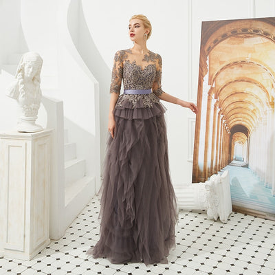 LG419 Half sleeve ruffle Mother of the bride Dress