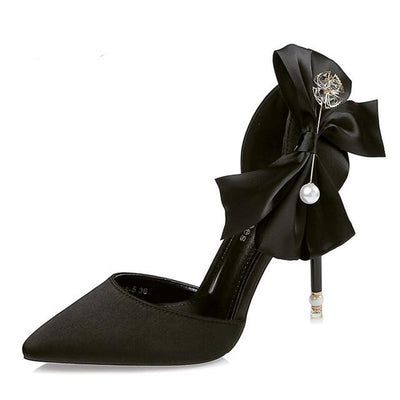 BS113 Silk Satin Big Bow Bridal Heels (4 Colors)