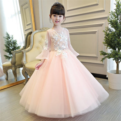 FG155 Luxurious off the shoulder flare sleeves Princess Girl Dresses