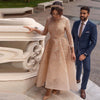 SS160 Muslim 3/4 sleeves sequin Ankle Length Wedding Gown