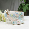 BS73 Lace Flower wedding shoes+Purses(4 Colors)