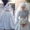 CW342 High neck lace Muslim Wedding Dress with hijab