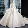 HW136 Gorgeous Long Sleeve Wedding Dress with chapel train