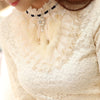TJ127 Plus size Ruffle Pearl Lace Blouses ( 2 Colors )