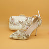 BS69 Appliques Flower wedding shoes with matching purse