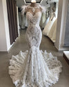 HW163 Luxurious pearl feather beading Mermaid Wedding Gown